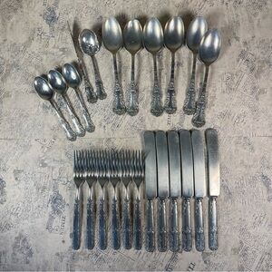 Panama Silver Vintage Lot Of 23 Pieces Flatware Spoons Forks And Knives